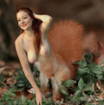 happy squirrel girl