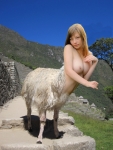 llama girl in Peru